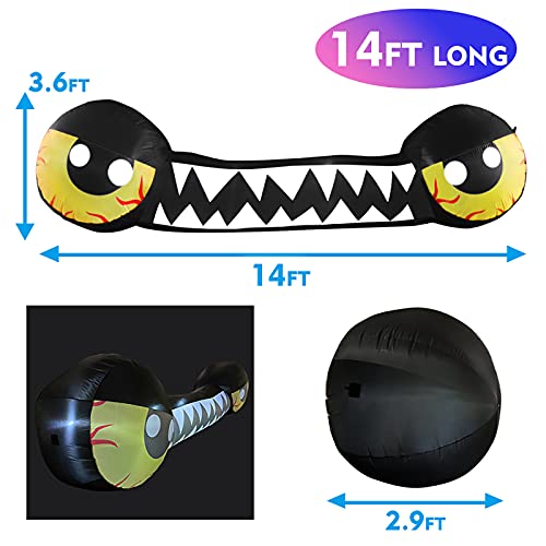 14 FT Halloween Inflatable Decoration Double Yellow Eyes w/ Teeth