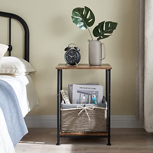 End Table with Storage Shelf for Sofa Couch