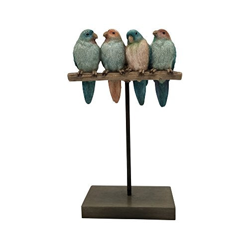 Farmhouse Collection 10" Polyresin Four Birds Sparrows Gathering On Stand Decoration