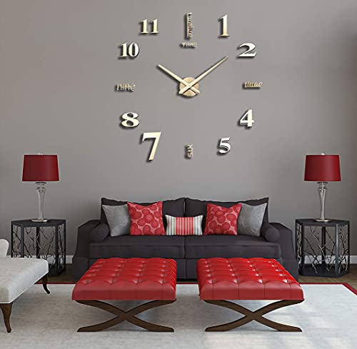 3D DIY Wall Clock Decor Sticker Mirror Frameless