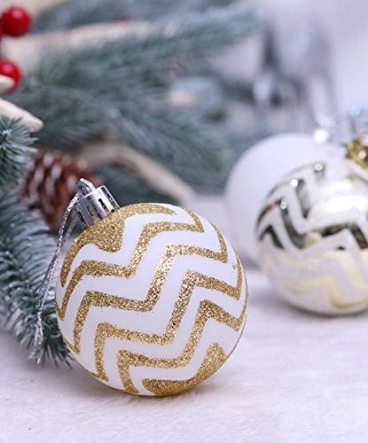 30PCS Christmas Balls Ornaments,60MM Gold & White