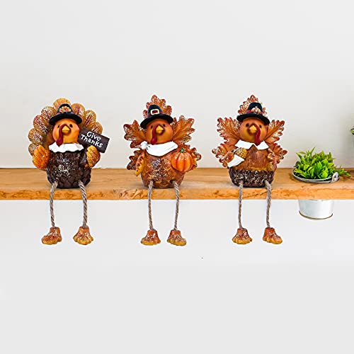 3 Pcs Resin Thanksgiving Turkey Tabletop Centerpieces