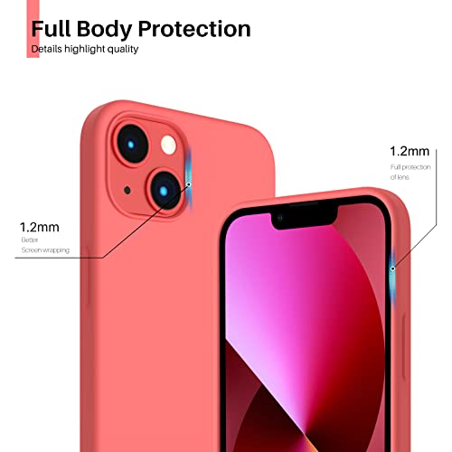 Compatible with iPhone 13 Case 6.1, Slim Liquid Silicone 3 Layers Full Covered Soft Gel Rubber Case Cover