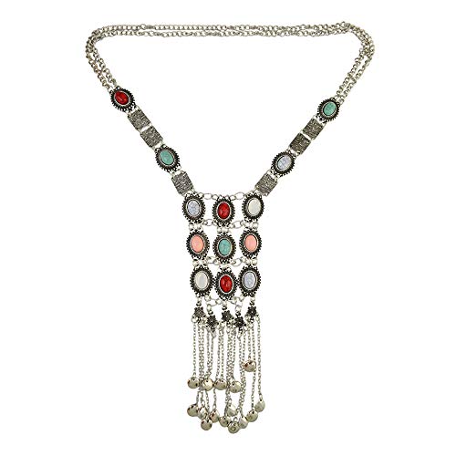 Turquoise Long Bohemian Ethnic Tribal Necklace for Women