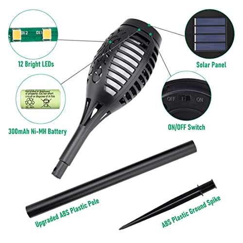 Halloween Decorations Lights Outdoor for Halloween Decor,  Flickering Flame Solar Torch Lights, Solar Lights for Yard