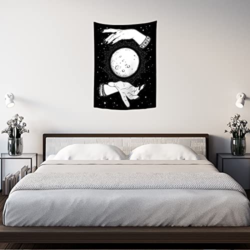 Witch Moon in Hands Tapestry Wall Hanging Decor Tarot Background for Bedroom Living Room Dorm