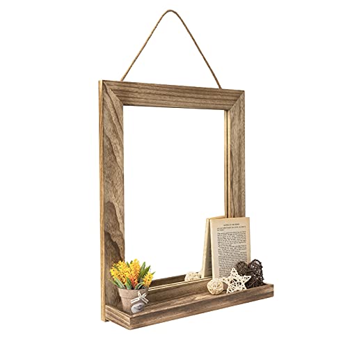 Wall Mirror w/ Shelf, 20 x 16 inch Farmhouse Decoration