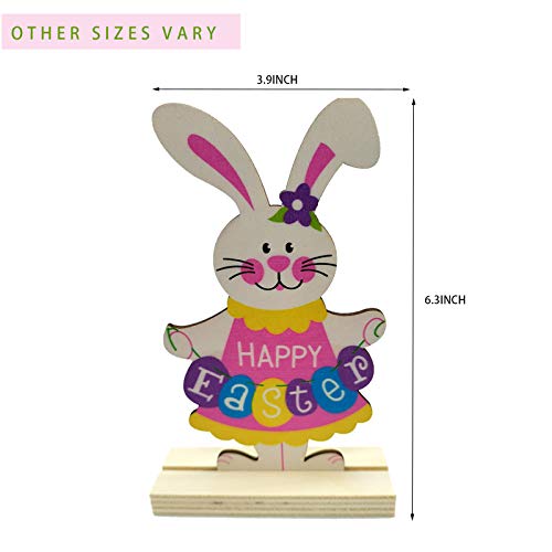 3PCS Easter Wooden Bunny Centerpiece Table Sign Decoration