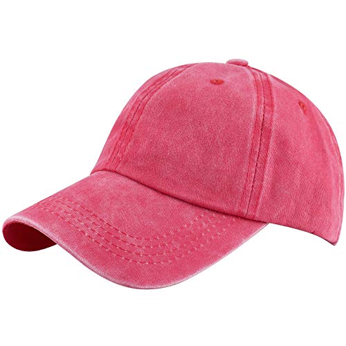 Unisex Baseball Cap Adjustable Washed Dyed Cotton Ball Hat (One Size)