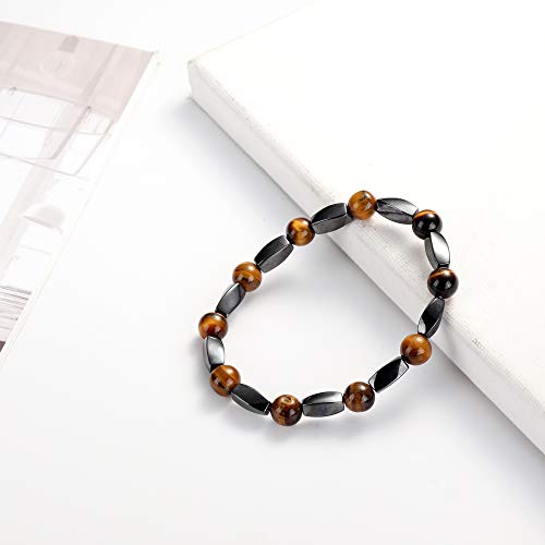 4Pcs Hematite Bead Bracelet for Men Women 8mm Tiger Eye Stone Beads