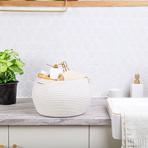 Cotton Rope Jute Round Baskets 10"D x 8.3"H