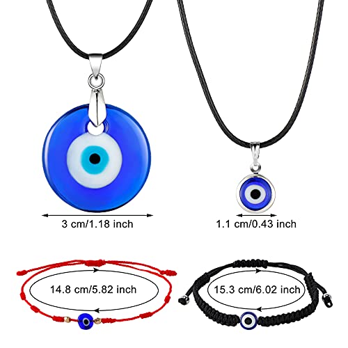 8 Pieces Evil Eye Necklace Bracelet Set-  Adjustable for Men/Women