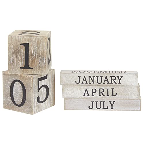 Wooden Perpetual Date Desk Calendar Blocks  Farmhouse Office Decoration (5 x 4 In)