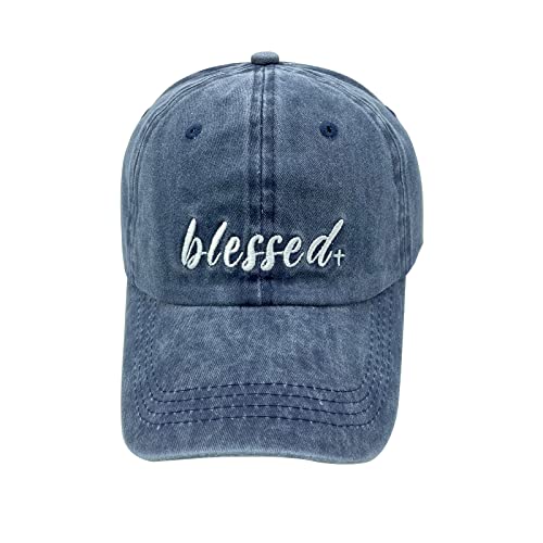 Embroidered Blessed Washed Cotton Baseball Cap for Men/Women