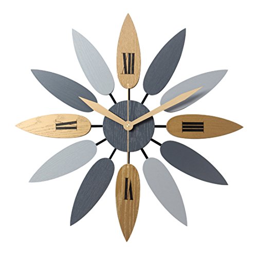 20"  Large Art Silent Ticking Leaf  Wall Clock