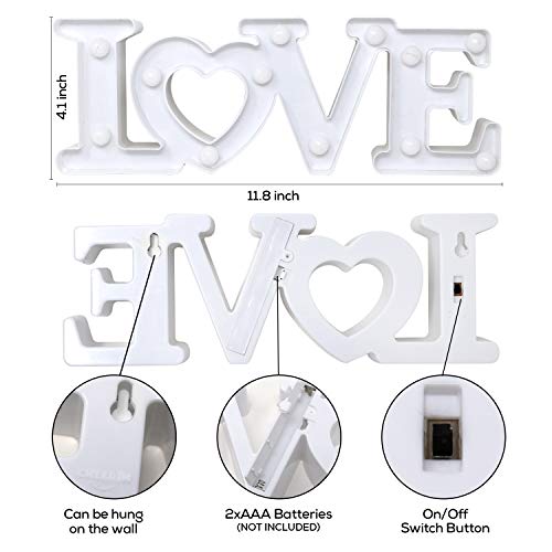 Decoration for Valentines Day – Marquee Light Up Signs – (White)