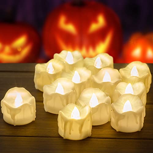 12pcs Battery Operated Tea Lights with Timer