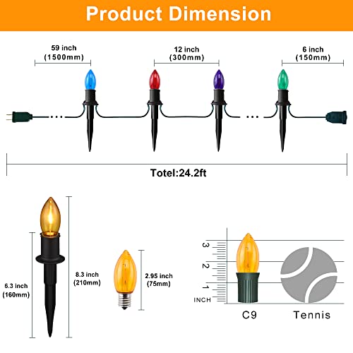 24.2 feet 20 LED  C9 Christmas Pathway Lights