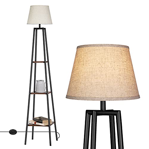 65" Farmhouse Floor Lamp w/ 3 Tiers Shelves