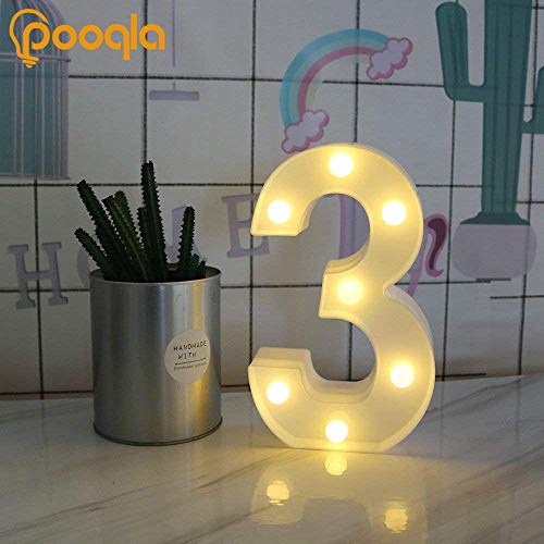 Decorative Led Light Up Numbers -White Plastic Marquee Numbers Battery Operated