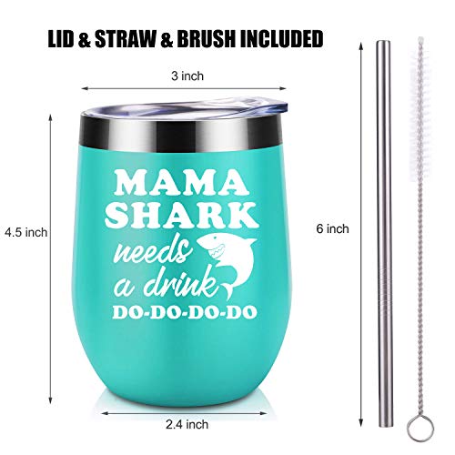 Wine Tumbler Mommy Shark Cup for Mothers Day/Birthday Gift