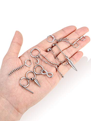 12 Pieces Hoop Dangle Earrings For Men