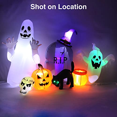 Inflatables Decorations Grim Reaper Outdoor Halloween with Build-in LEDs Blow Up Inflatable