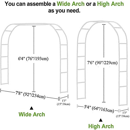 Reconfigurable & Easy-to-Assemble 7'6" Garden or Wedding Arch Arbor