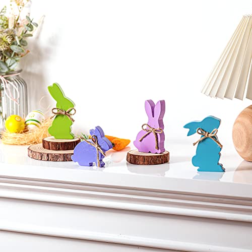 4 Pcs Easter Bunny Wood Decoration