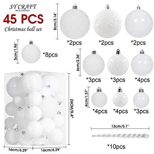 45pcs Christmas Ball Ornaments for Christmas Trees Decorations