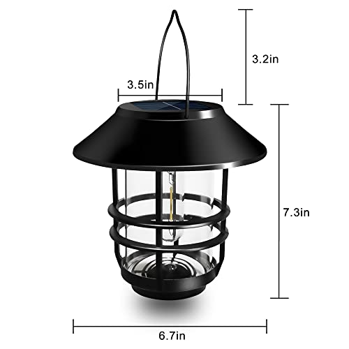 2 Pcs Outdoor Solar Glass Hanging Light Lantern - Waterproof