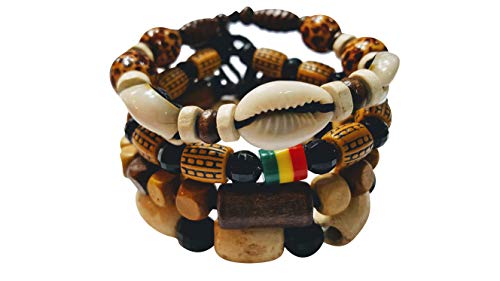 Jamaican Rasta Beads with Cowrie Shells Bracelets for Me/ Women