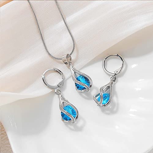 Silver Jewelry Sets for women  Crystal Bridal Accessories Necklace Earrings