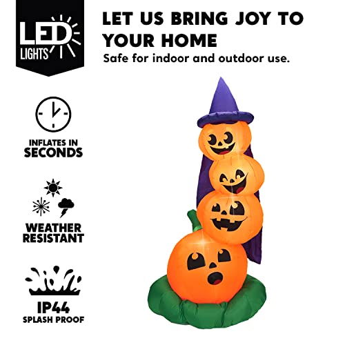 6 FT Halloween Inflatable Stacked Pumpkins w/ Build-in LEDs