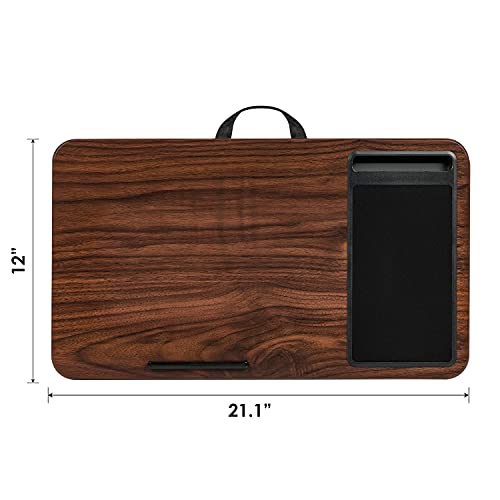 Home/Office Lap Desk w/ Device Ledge, Mouse Pad, & Phone Holder - Black -Fits Up to 15.6 Inch Laptops