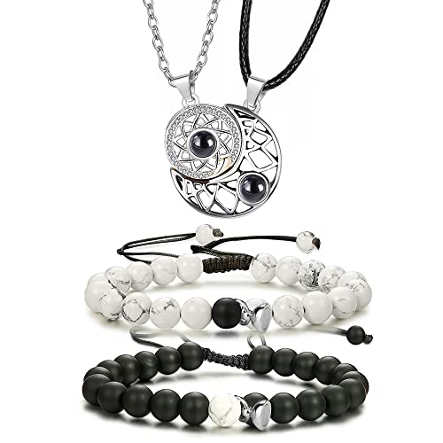 4Pcs Magnetic Couples Beads Bracelet & Necklace