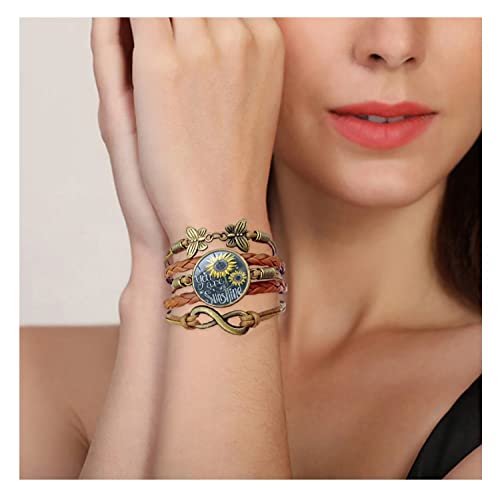 Sunflower Leather Bracelet for Women