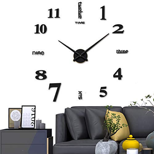 3D DIY Wall Clock Decor Sticker Mirror Frameless