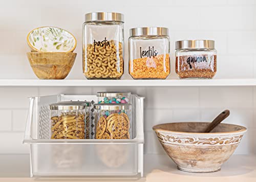 Plastic Stackable Storage Bins for Pantry - 4-Pack