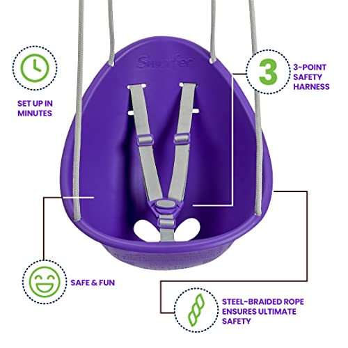 Your Child's First Swing w/ Blister Free Rope & 3-Point Safety Harness