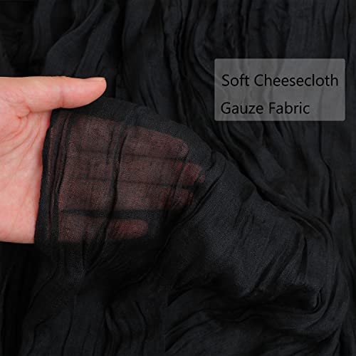 Black Cheesecloth Table Runner, 160inch Long Cheese Cloth Boho Gauze Table Runner