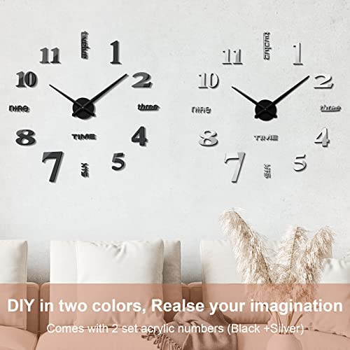 3D DIY Wall Clock Decor Sticker Mirror Frameless