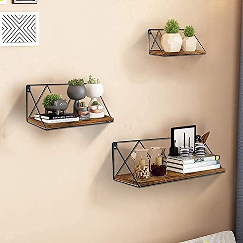 Floating Wall Shelves Set of 3 Rustic Wood Storage Shelf