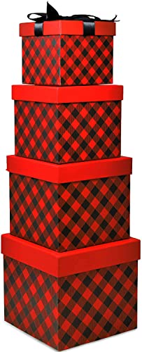 4 Christmas Nesting Boxes w/ Lids in 4 Assorted Sizes