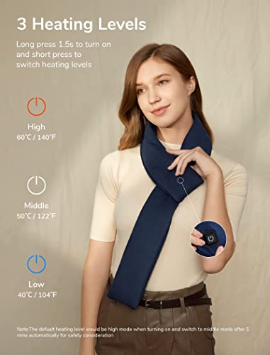 Electric Heated Neck Wrap Scarf , Cordless Neck Heating Pad w/ Power Bank 3 Heating Levels, Auto Shut Off