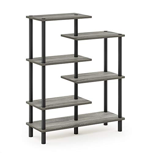 6-Tier Accent Display Rack, French Oak Grey/Black