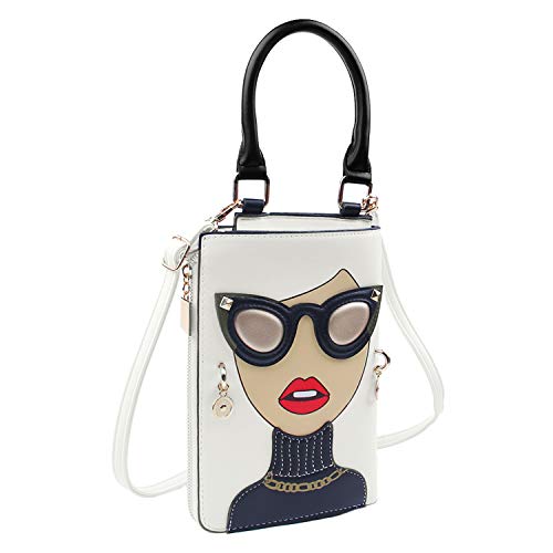 Novelty Lady Face Shoulder Bags Funky PU Leather Top Handle Satchel Handbags Clutch Purse for Women