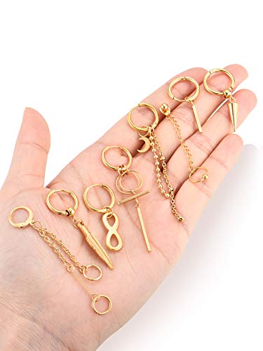 12 Pieces Hoop Dangle Earrings For Men