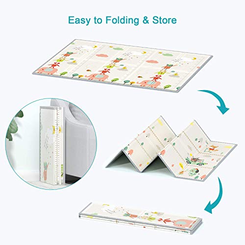 Double Sided Large Folding Portable Baby Crawling Mat, Waterproof Non Toxic
