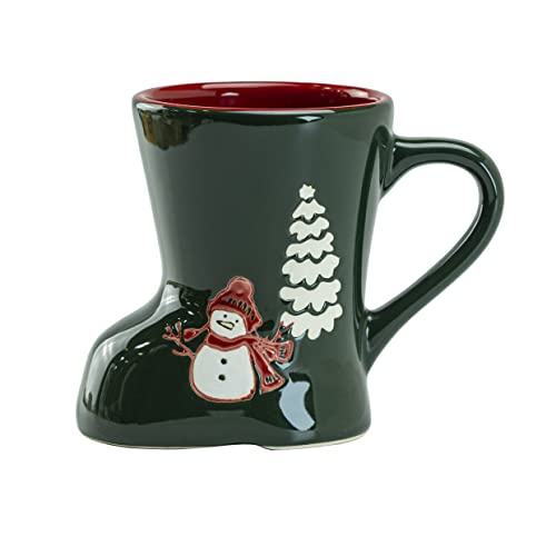 ( Set of 4) Novelty Christmas Santa Boot Shaped Ceramic Coffee Mugs 12-Ounce